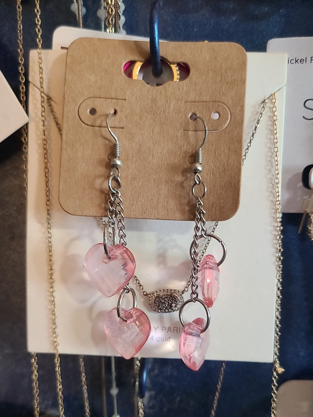Adorable Pink Heart Dangle Earrings
